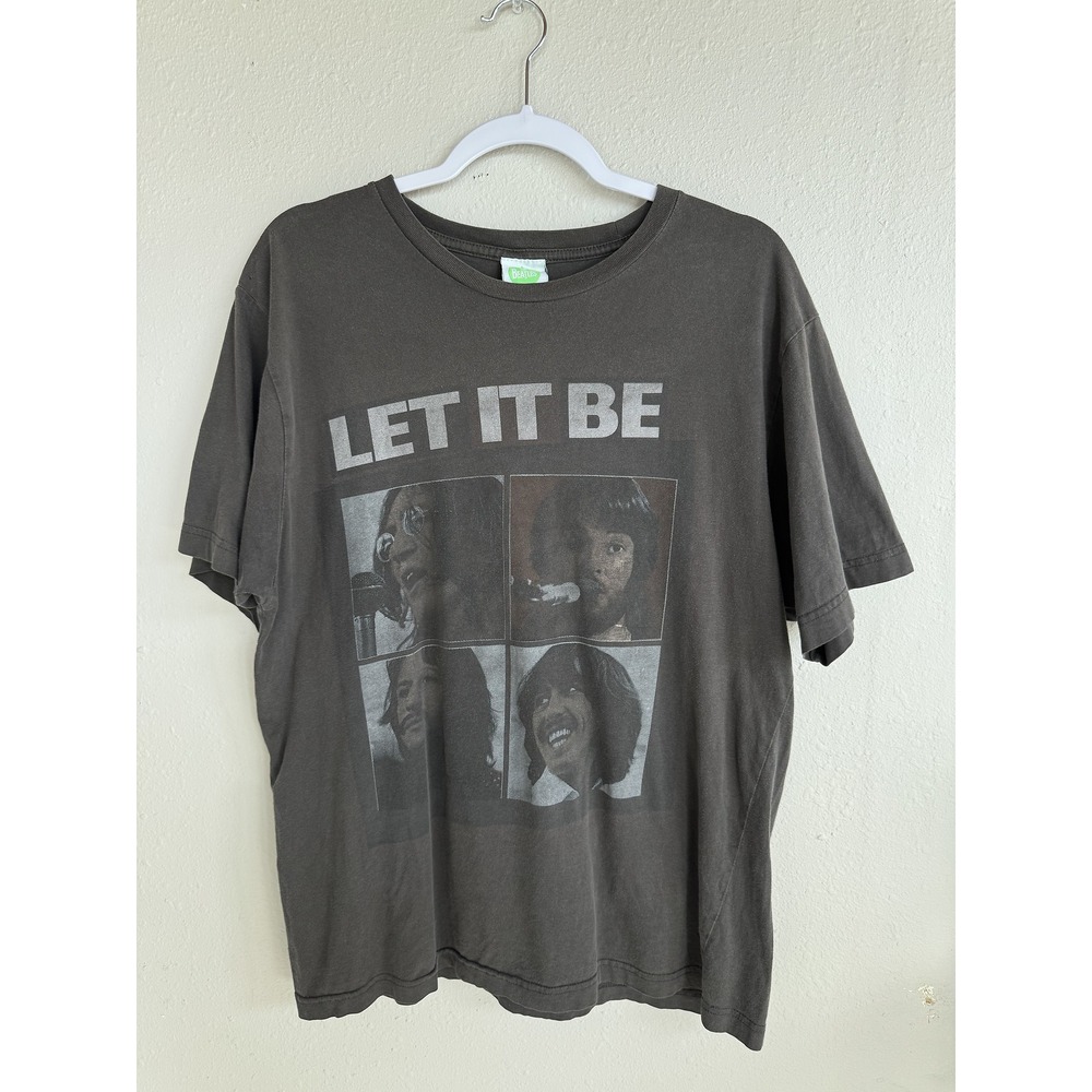 Vintage Beatles Shirt Mens Large Let It Be 2005 Gray Grey Graphic Rock Band Tee